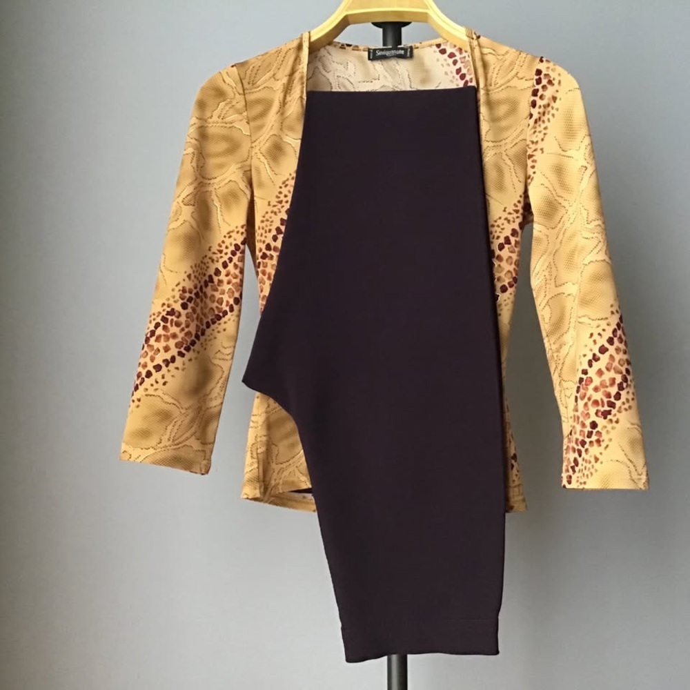 Vintage 90s SINEQUANONE snakeskin python print top and pants outfit bundle
